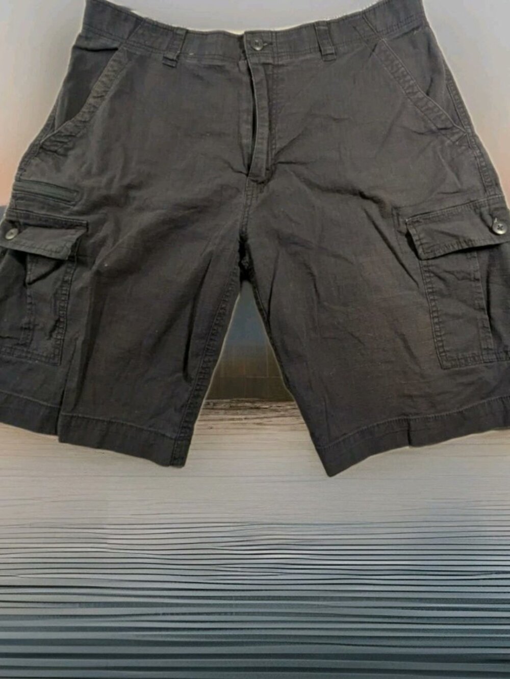Wear First Casual Cargo Shorts WF Free Band Mens Sz 38 Slate Blue Gray W37"xL10"